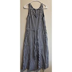 M.D.S Stripes Sz 1 (XS) Midi Nautical Coastal Navy & White Striped Jumpsuit